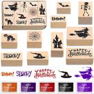 Carimbos de borracha de madeira de Halloween Woanger, 15 peças com almofadas de tinta
