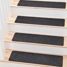 Carpet Stair Treads MBIGM 8x30 cm, antiderrapante, preto (pacote com 15)