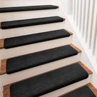 Carpet Stair Treads PURE ERA 24x76 cm Ultra Plush Black Carpet Stair Treads PURE ERA 24x76 cm Ultra Plush Black