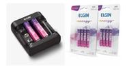 Carreg.pilhas Usb Elgin C/ 2 Pilhas + 8 Palito Aaa 1000 Mah
