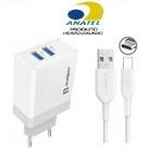 Carregador 2 Portas Usb Tipo C Modelos Android 2 Entradas