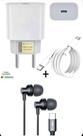 Carregador 20W TURBO + Fone de Ouvido Tipo-C Compatível Xiaomi Note 13C, 14C, Note 13, Redmi 12