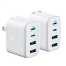 Carregador Anker Zolo USB C 50W Adaptador de Parede 4 Portas Kit com 2 Unidades Branco