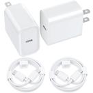 Carregador Baoota 20W USB-C + pacote com 2 cabos USB-C de 6 pés para Lightning