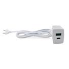 Carregador Bright 3A com USB C + A e Cabo Branco 3 metros