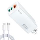 Carregador Bwine 65W USB C de 3 portas GaN de parede com cabo de 1,2 m branco Carregador Bwine 65W USB C de 3 portas GaN de parede com cabo de 1,2 m branco