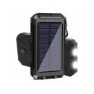 Carregador com Painel Solar Portátil Preto Power Bank 10.000 mAh Usb Tipo C Lanterna LED dupla integrada com 03 Modos