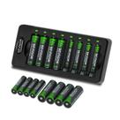 Carregador de bateria BEVIGOR 8 Bay com 8 AA 2800mAh e 8 AAA 1100mAh