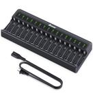 Carregador de bateria BONAI de 16 compartimentos para baterias AA AAA NiMH NiCd