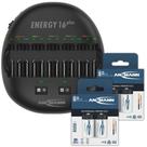 Carregador de Baterias Ansmann Energy 16 Plus USB + 4 Pilhas D 8500 mAh