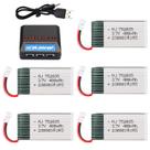 Carregador de Baterias Crazepony para Drones - 5 Unidades, 3,7V 400mAh LiPo com USB