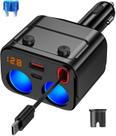 Carregador de carro GemCoo 180W retrátil com 2 portas USB e voltímetro