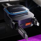 Carregador de carro LISEN retrátil de 96 W com carregamento rápido 4 em 1 USB C
