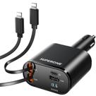 Carregador de carro SUPERONE 4 em 1 com cabos Apple retráteis