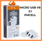 Carregador de Celular 3.1A com 3 portas USB Cabo V8 PMCELL