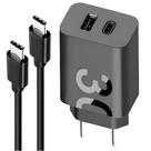 Carregador De Celular Turbo 30W Type-C + Usb C/ Cabo 1 Metro 490A+C