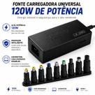 Carregador De Notebook Universal 120W Fonte Alimentação Bivolt Adaptadores Variados Tensão Ajustavel