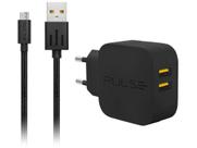Carregador de Parede Carga Rápida Universal - 2 Entradas USB com Cabo Micro USB Pulse Carregador de Parede Carga Rápida Universal - 2 Entradas USB com Cabo Micro USB Pulse