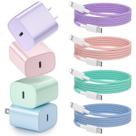 Carregador de Parede USB-C Aorle 20W com Cabo de 1,8m - Pacote com 4