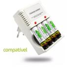 Carregador De Pilhas AA, AAA, Bateria 9v Recarregável Bivolt + 8 Pilhas