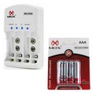 Carregador de Pilhas e Baterias com 4 Pilhas AAA 1100 Mah Mox Carregador de Pilhas e Baterias com 4 Pilhas AAA 1100 Mah Mox