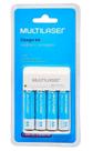 Carregador De Pilhas Multilaser Bivolt + 4 Pilhas AA 2500mah Recarregáveis Microfone Camera Carregador De Pilhas Multilaser Bivolt + 4 Pilhas AA 2500mah Recarregáveis Microfone Camera