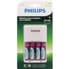 Carregador De Pilhas Philips + 4 Pilhas AA Recarregáveis - Scb2445nb
