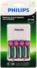 Carregador de pilhas philips com 4 pilhas scb2445nb