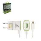 Carregador de tomada bivolt com luz + 1 saida usb 2a e cabo v8 x-cell 90cm - BAZZI