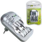 Carregador de tomada bivolt para pilhas e baterias aa/aaa/9v com led flex gold - BAZZI
