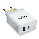 Carregador de Tomada Ultra Rápido Bright, 1 USB-C PD 18w + 1 USB 18w, Branco - AC590