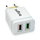 Carregador de Tomada Ultra Rápido Bright, 18W, 2x USB, Branco - AC588