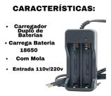 Carregador dublo 18650 3,7/4,2v Bivolt Bateria Lanterna Tatica - Enviamos no mesmo dia