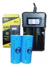 Carregador Duplo + 2 Bateria 26650 3.7v 16800mah T9 X900 Carregador Duplo + 2 Bateria 26650 3.7v 16800mah T9 X900