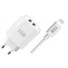 Carregador FAM Fashion 2 USB 2.4A FKT-2255 Kit Carregador de Viagem Carregador FAM Fashion 2 USB 2.4A FKT-2255 Kit Carregador de Viagem