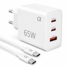 Carregador Fonte 65W GaN USB-C USB-A Com 3 Portas Para Celular Smartfone