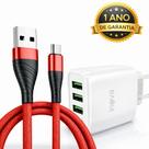 Carregador Fonte Bivolt 3 Usb + Cabo 2 Metros Micro Usb V8 Carregador Fonte Bivolt 3 Usb + Cabo 2 Metros Micro Usb V8