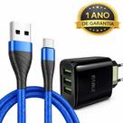 Carregador Fonte Turbo 3 Usb Com Cabo 2 Metros Usb-c Tipo C