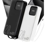 Carregador Portátil A'Gold 20000mAh Turbo Power Bank Branco 3 Portas USB e Tipo-C