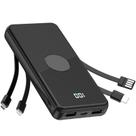 Carregador portátil Power Bank TXQX 10000mAh com cabos pretos