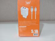 Carregador rapido 02usb 5,1a altomex 110x220v mod al 9085