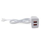 Carregador Rapido Bright USB Duplo com Cabo Branco 3 Metros