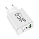 Carregador Rápido GaN USB C De 65W, Adaptador De Parede PD3.0 Com 3 Portas Para iPhone 15 16 pro