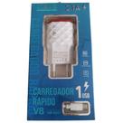 Carregador Rapido Inova 2.1a - V8 Car-8201 Com Cabo Embutido