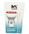 Carregador Rápido Veicular com 2 Entradas USB Cabo TIPO-C