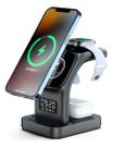 Carregador Sem Fio Indução Celular Fone de Ouvido Relógio Smart Estação 5 Em 1 - PRETO