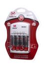 Carregador Super Rápido + 4 Pilhas Recarregável AA 2600mah