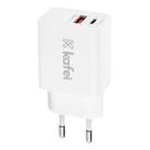 Carregador tomada 20w 1 usb-c 1 usb-a branco kafei - kibwcp001