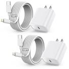 Carregador TrimDish Fast de 20 W, pacote com 2 unidades e 3 m de USB-C para Lightning