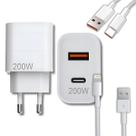 Carregador Turbo 200w Cabo Tipo-C + Cabo Lightning/iPhone Carregador Turbo 200w Cabo Tipo-C + Cabo Lightning/iPhone